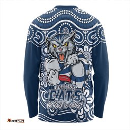 Amazing Aussie Geelong Cats Aboriginal Inspired Tough Fan Football For Life Long Sleeve T-shirt