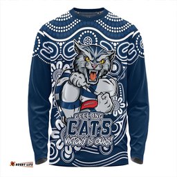 Amazing Aussie Geelong Cats Aboriginal Inspired Tough Fan Football For Life Long Sleeve T-shirt