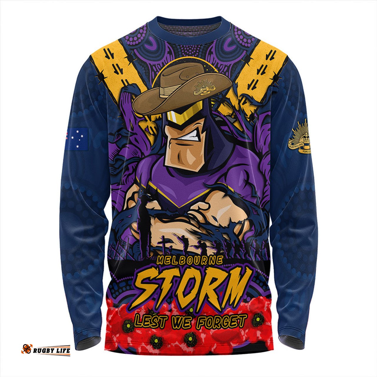 Amazing Aussie Melbourne Storm Ripped Legacy Of The Game The ANZAC Spirit Lives On Long Sleeve T-shirt