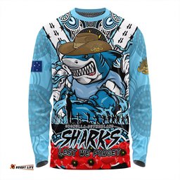 Amazing Aussie Cronulla Sutherland Sharks Ripped Legacy Of The Game The ANZAC Spirit Lives On Long Sleeve T-shirt