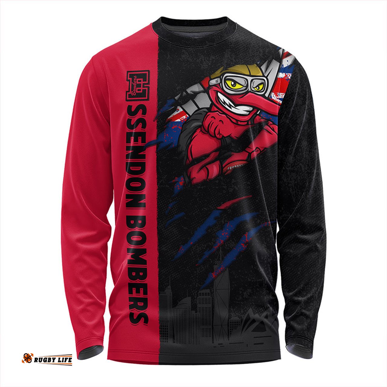 Amazing Aussie Essendon Burning Passion Of Power Scratch Style Long Sleeve T-shirt