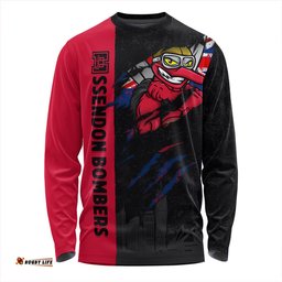 Amazing Aussie Essendon Burning Passion Of Power Scratch Style Long Sleeve T-shirt