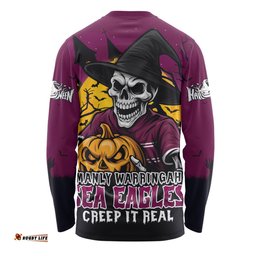 Amazing Aussie Manly Warringah Sea Eagles Dark Moon Rugby Halloween Battle Edition Long Sleeve T-shirt