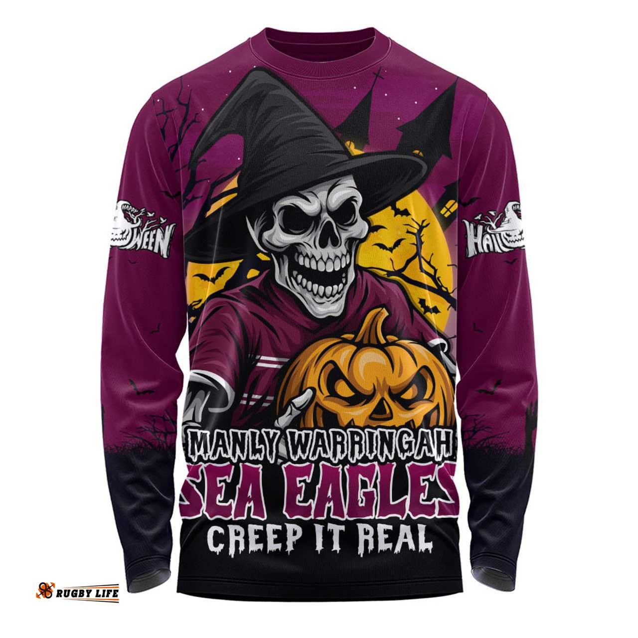 Amazing Aussie Manly Warringah Sea Eagles Dark Moon Rugby Halloween Battle Edition Long Sleeve T-shirt