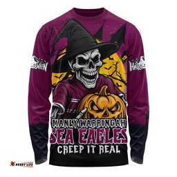 Amazing Aussie Manly Warringah Sea Eagles Dark Moon Rugby Halloween Battle Edition Long Sleeve T-shirt