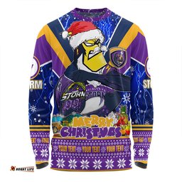 Amazing Aussie Melbourne Storm Christmas Custom Storm Man Santa Claus Aussie Big Things Long Sleeve T-shirt