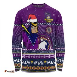 Amazing Aussie Melbourne Storm Christmas Custom Ugly Xmas And Aboriginal Patterns For Die Hard Fan Long Sleeve T-shirt