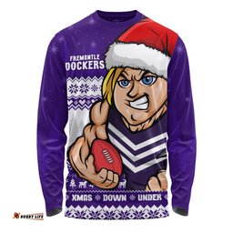 Amazing Aussie Fremantle Merry Christmas Down Under Footy Power Style Long Sleeve T-shirt