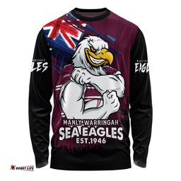Amazing Aussie Manly Warringah Sea Eagles Heart Of A Fighter Tough And Fearless Long Sleeve T-shirt