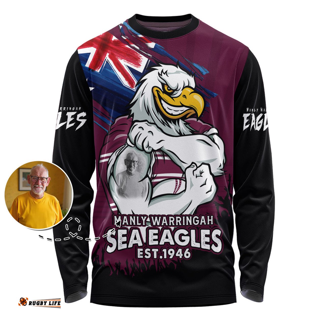Amazing Aussie Manly Warringah Sea Eagles Heart Of A Fighter Tough And Fearless Long Sleeve T-shirt