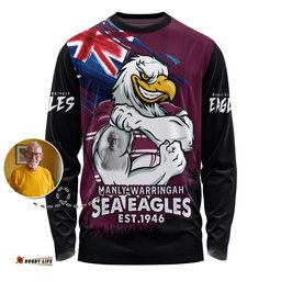Amazing Aussie Manly Warringah Sea Eagles Heart Of A Fighter Tough And Fearless Long Sleeve T-shirt