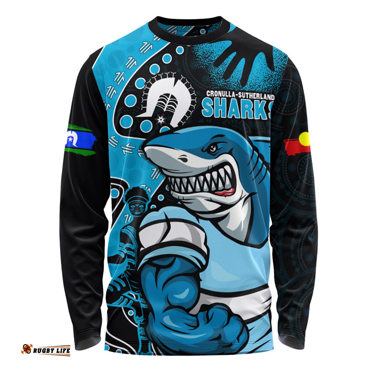 Amazing Aussie Cronulla Sutherland Sharks NAIDOC Indigenous Warrior Spirit Long Sleeve T-shirt