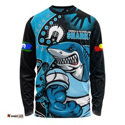 Amazing Aussie Cronulla Sutherland Sharks NAIDOC Indigenous Warrior Spirit Long Sleeve T-shirt