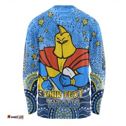 Amazing Aussie Gold Coast Titans Custom Custom With Aboriginal Inspired Style Of Dot Painting Patterns Long Sleeve T-shirt
