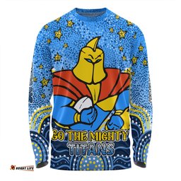 Amazing Aussie Gold Coast Titans Custom Custom With Aboriginal Inspired Style Of Dot Painting Patterns Long Sleeve T-shirt