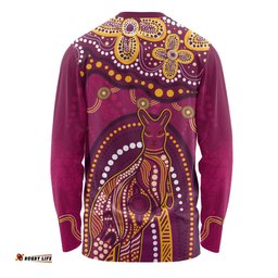 Amazing Aussie Indigenous Australian Aboriginal Kangaroo Dreaming Outback Spirit Edition Maroons Long Sleeve T-shirt