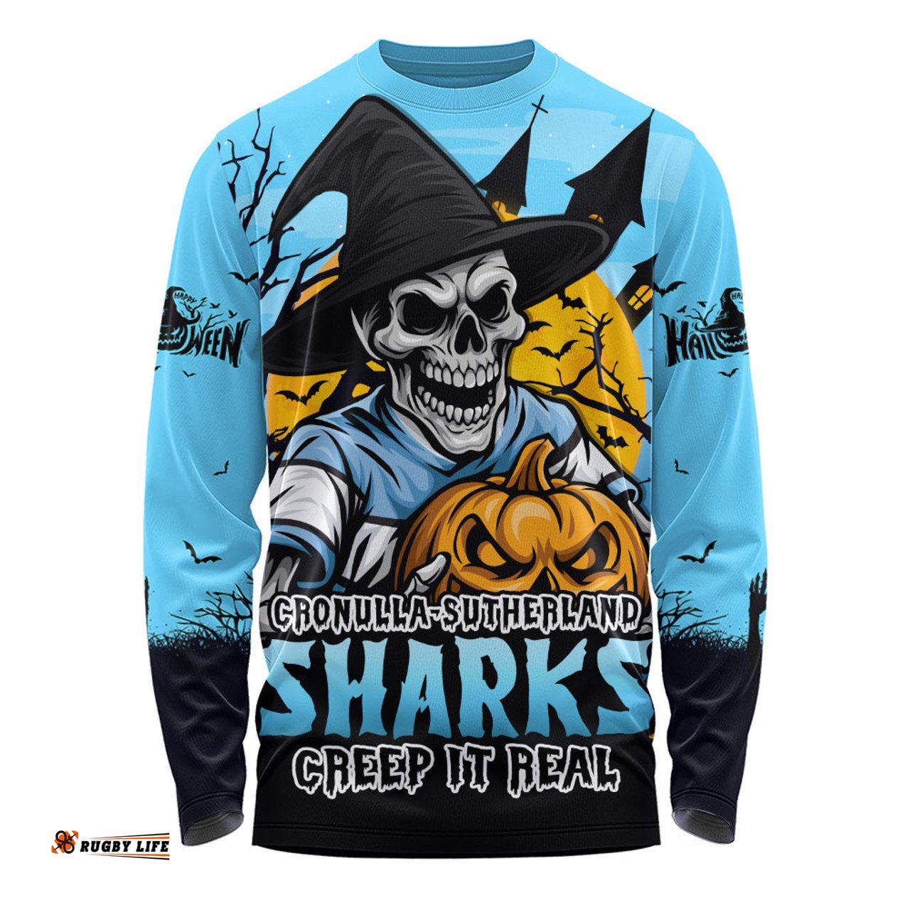 Amazing Aussie Cronulla Sutherland Sharks Dark Moon Rugby Halloween Battle Edition Long Sleeve T-shirt