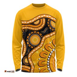 Amazing Aussie Indigenous Australian Aboriginal Sun Pathway Walkabout Long Sleeve T-shirt