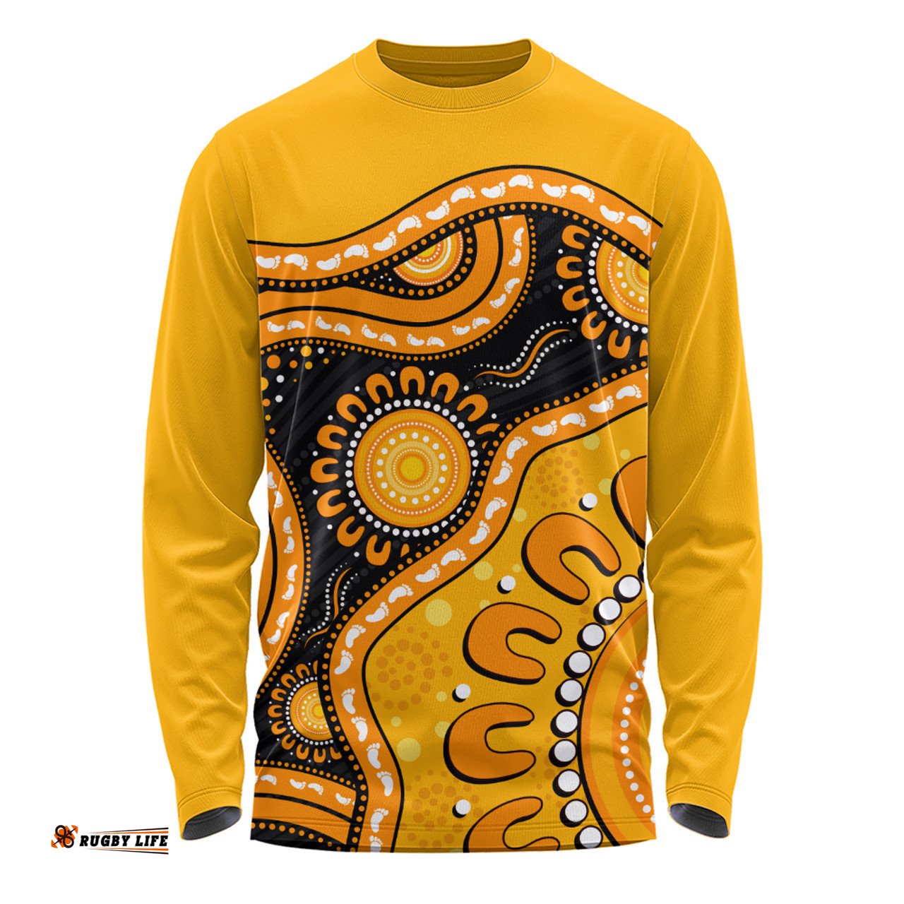 Amazing Aussie Indigenous Australian Aboriginal Sun Pathway Walkabout Long Sleeve T-shirt