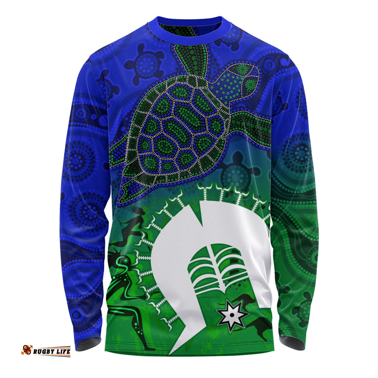 Amazing Aussie Indigenous Australian Aboriginal Island Heart Turtle Path Long Sleeve T-shirt