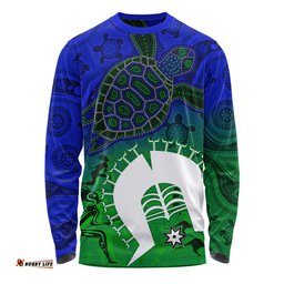 Amazing Aussie Indigenous Australian Aboriginal Island Heart Turtle Path Long Sleeve T-shirt