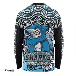 Amazing Aussie Cronulla Sutherland Sharks Aboriginal Inspired Tough Fan Rugby For Life Long Sleeve T-shirt