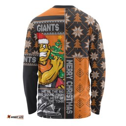 Amazing Aussie GWS GIANTS Merry Christmas Knit Style Festive Spirit Long Sleeve T-shirt
