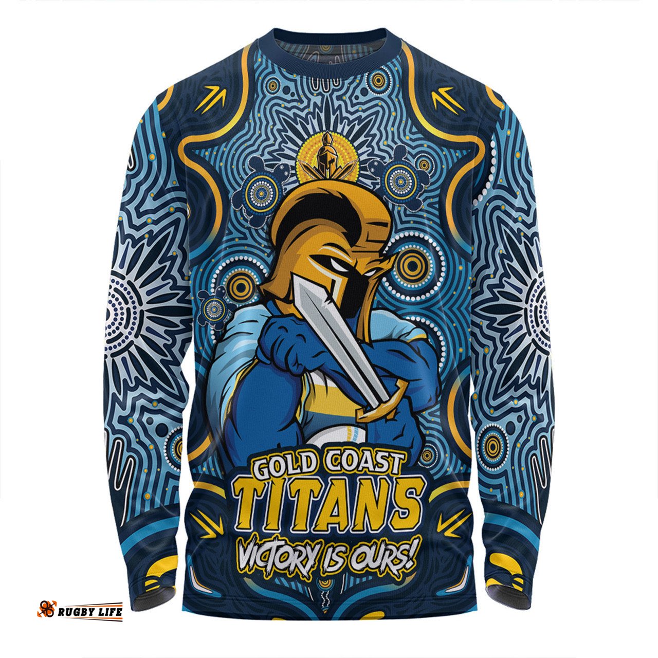 Amazing Aussie Gold Coast Titans Aboriginal Pattern Inspired Victory Is Ours Long Sleeve T-shirt