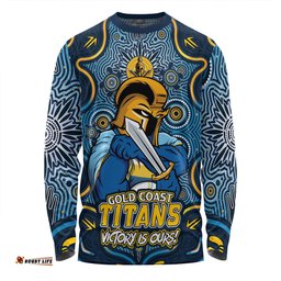 Amazing Aussie Gold Coast Titans Aboriginal Pattern Inspired Victory Is Ours Long Sleeve T-shirt