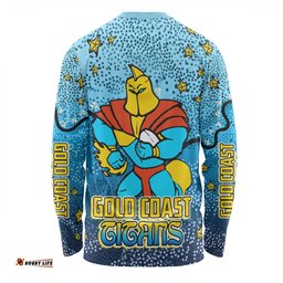Amazing Aussie Gold Coast Titans Custom Team With Dot And Star Patterns For Tough Fan Long Sleeve T-shirt