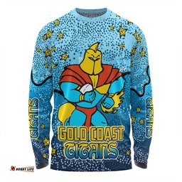 Amazing Aussie Gold Coast Titans Custom Team With Dot And Star Patterns For Tough Fan Long Sleeve T-shirt