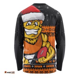 Amazing Aussie GWS GIANTS Merry Christmas Down Under Footy Power Style Long Sleeve T-shirt