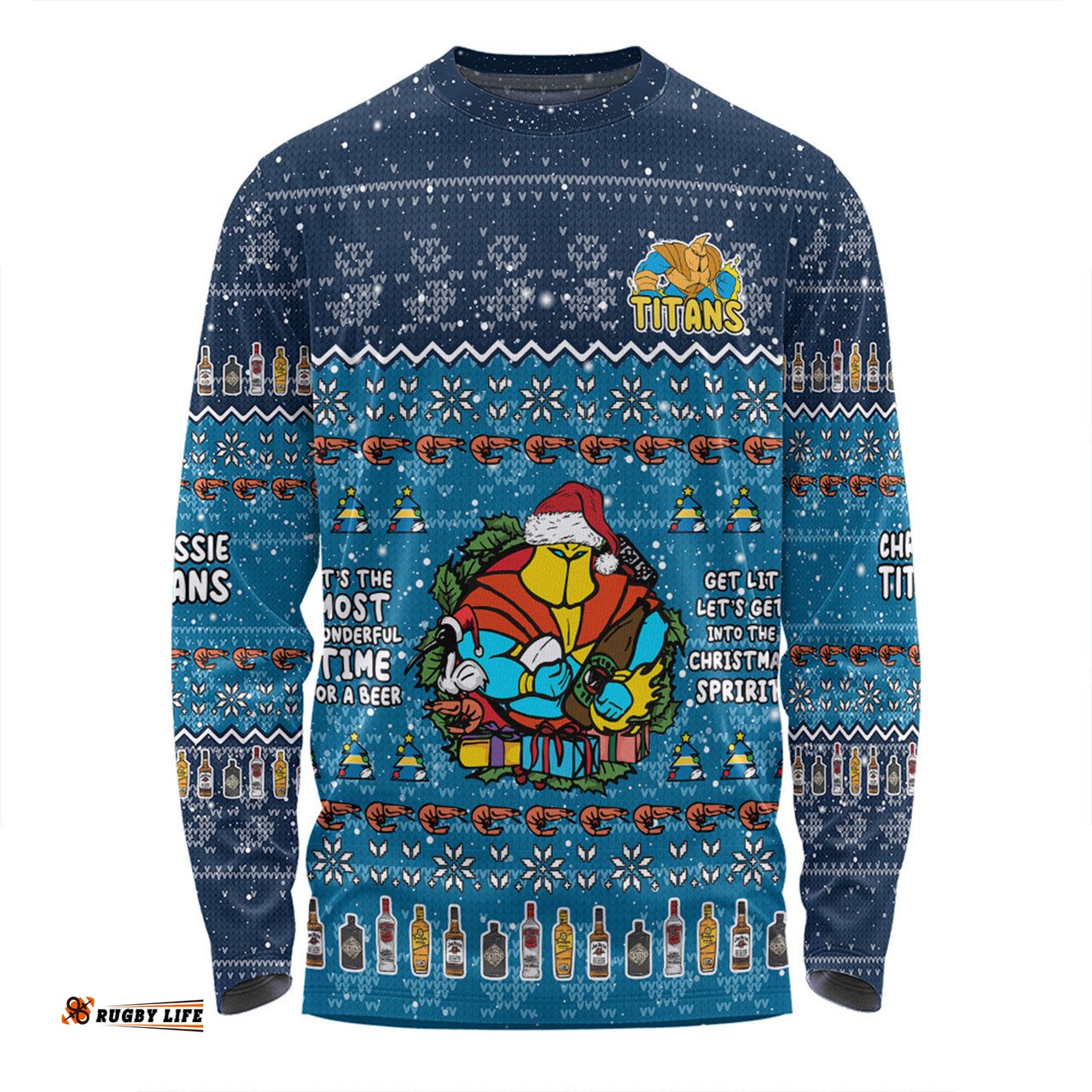 Amazing Aussie Gold Coast Titans Christmas Custom Chrissie Spirit Long Sleeve T-shirt