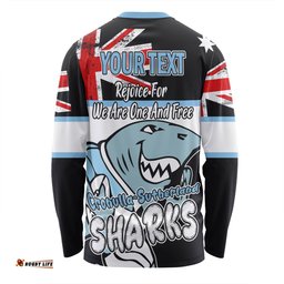Amazing Aussie Cronulla Sutherland Sharks Happy Australia Day We Are One And Free V2 Long Sleeve T-shirt