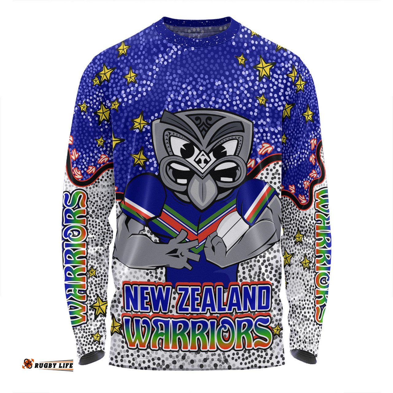 Amazing Aussie New Zealand Warriors Custom Team With Dot And Star Patterns For Tough Fan Long Sleeve T-shirt