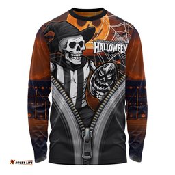 Amazing Aussie Collingwood Halloween Night Reaper Zipper Long Sleeve T-shirt