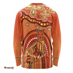 Amazing Aussie Indigenous Australian Aboriginal Kangaroo Dreaming Outback Spirit Edition Orange Long Sleeve T-shirt