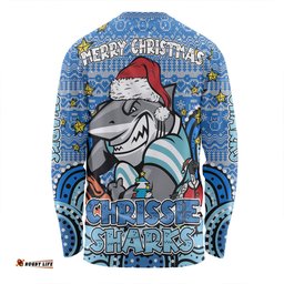 Amazing Aussie Cronulla Sutherland Sharks Christmas Custom Christmas Knit Patterns Vintage Jersey Ugly Long Sleeve T-shirt