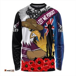 Amazing Aussie Manly Warringah Sea Eagles United In Spirit Anzac Day Tribute Long Sleeve T-shirt