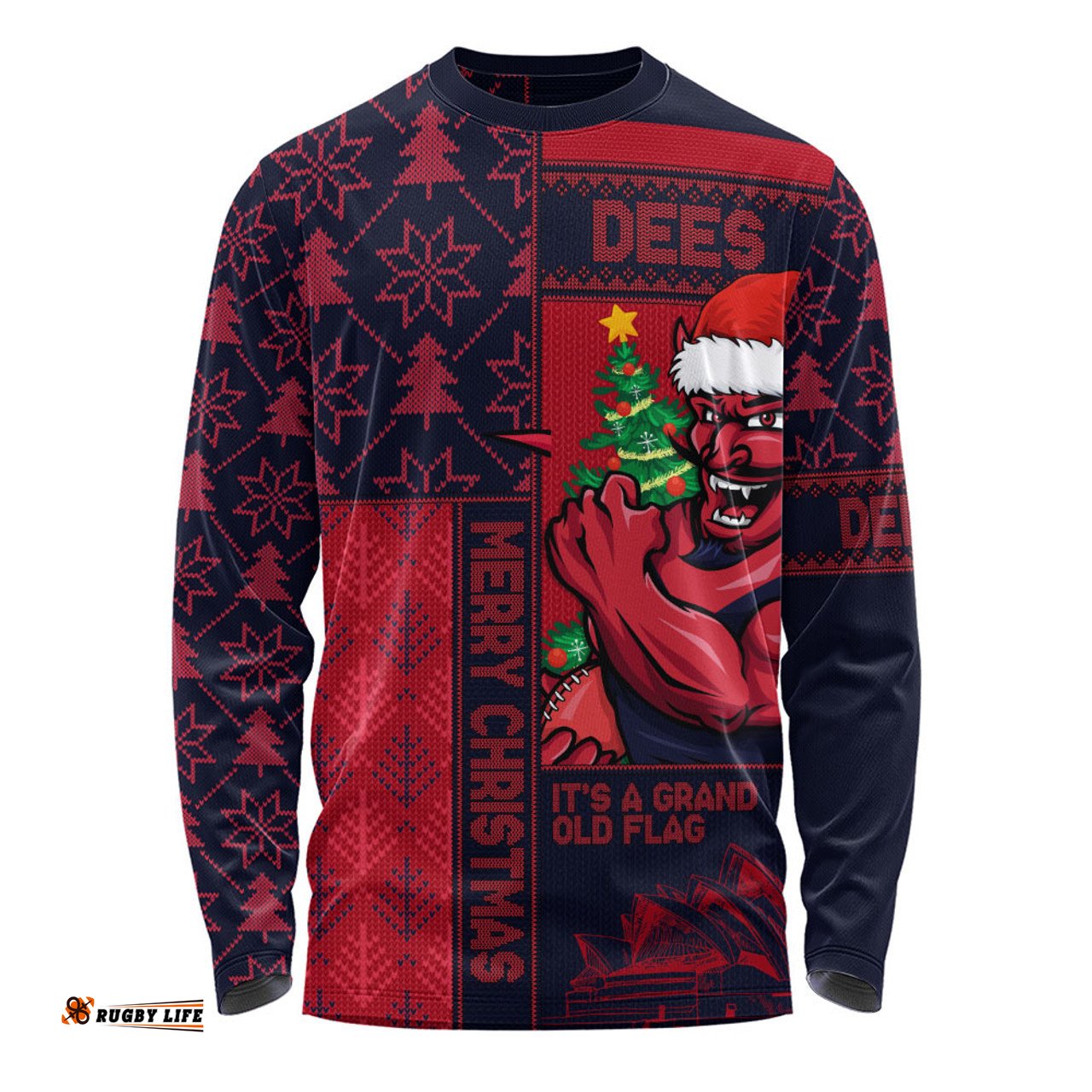 Amazing Aussie Melbourne Merry Christmas Knit Style Festive Spirit Long Sleeve T-shirt