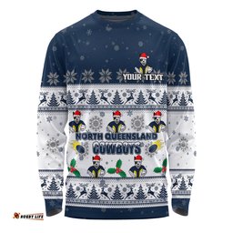 Amazing Aussie North Queensland Cowboys Christmas Custom Special Ugly Christmas Long Sleeve T-shirt