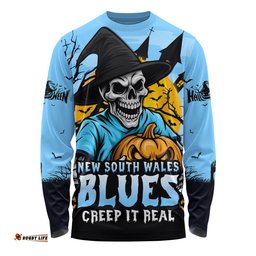 Amazing Aussie New South Wales Blues Dark Moon Rugby Halloween Battle Edition Long Sleeve T-shirt