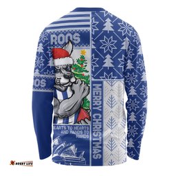 Amazing Aussie North Melbourne Merry Christmas Knit Style Festive Spirit Long Sleeve T-shirt