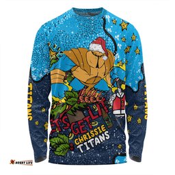 Amazing Aussie Gold Coast Titans Christmas Custom Let's Get Lit Chrisse Pressie Long Sleeve T-shirt