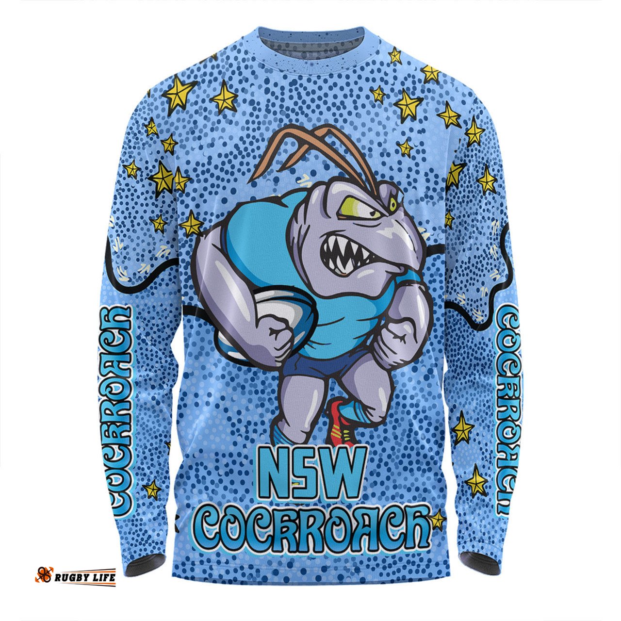 Amazing Aussie New South Wales Cockroaches Custom Team With Dot And Star Patterns For Tough Fan Long Sleeve T-shirt