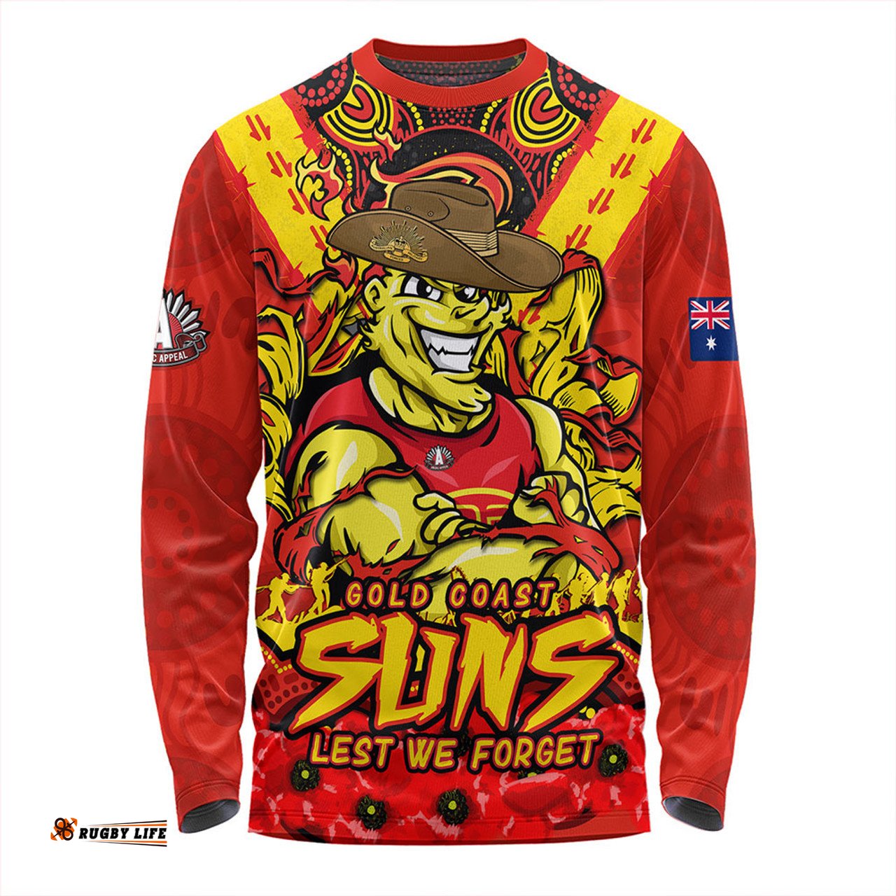 Amazing Aussie Gold Coast SUNS Ripped Legacy Of The Game The ANZAC Spirit Lives On Long Sleeve T-shirt