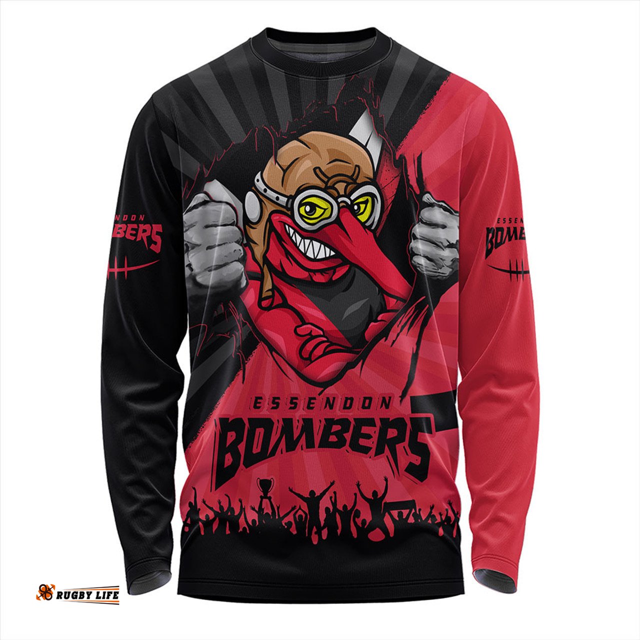 Amazing Aussie Essendon Breaking Through Fan Design Long Sleeve T-shirt