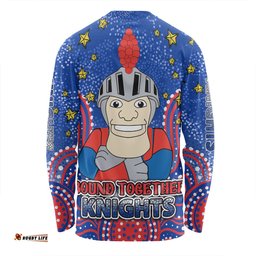 Amazing Aussie Newcastle Knights Custom Custom With Aboriginal Inspired Style Of Dot Painting Patterns Long Sleeve T-shirt