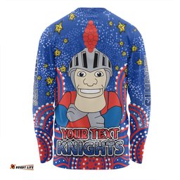 Amazing Aussie Newcastle Knights Custom Custom With Aboriginal Inspired Style Of Dot Painting Patterns Long Sleeve T-shirt