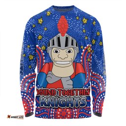 Amazing Aussie Newcastle Knights Custom Custom With Aboriginal Inspired Style Of Dot Painting Patterns Long Sleeve T-shirt
